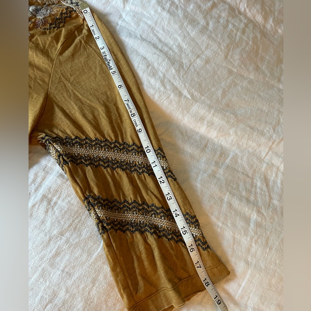 Johnny Was Yellow Embroidered 3/4 Sleeve Tunic - Picture 9 of 9